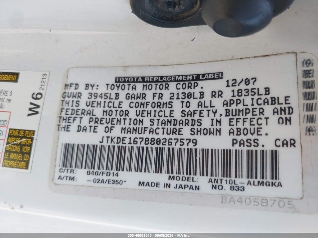 JTKDE167880267579 2008 SCION TC photo no. 9