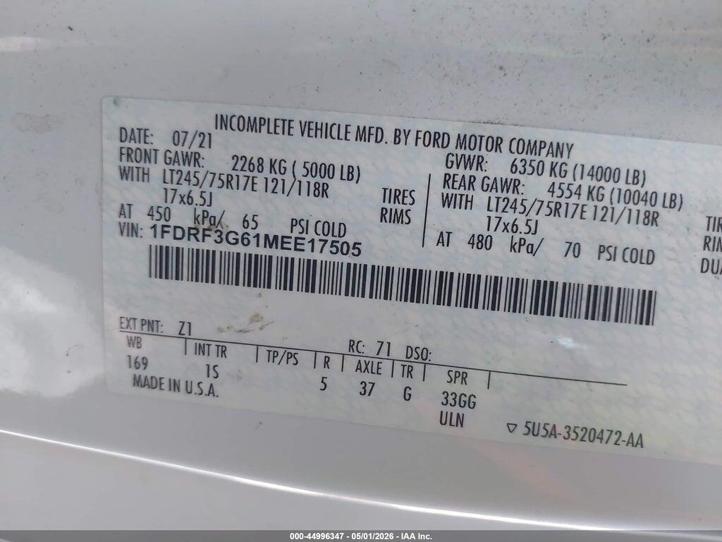 1FDRF3G61MEE17505 2021 FORD F-350 CHASSIS photo no. 8