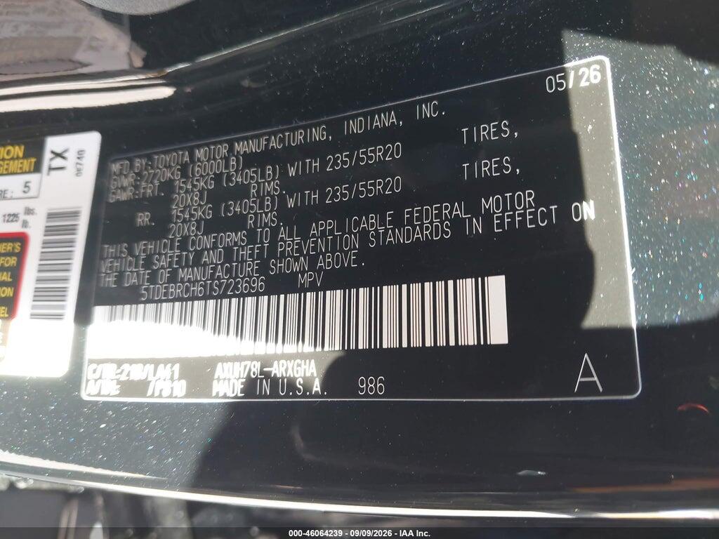 5TDEBRCH6TS723696 2026 TOYOTA HIGHLANDER photo no. 9