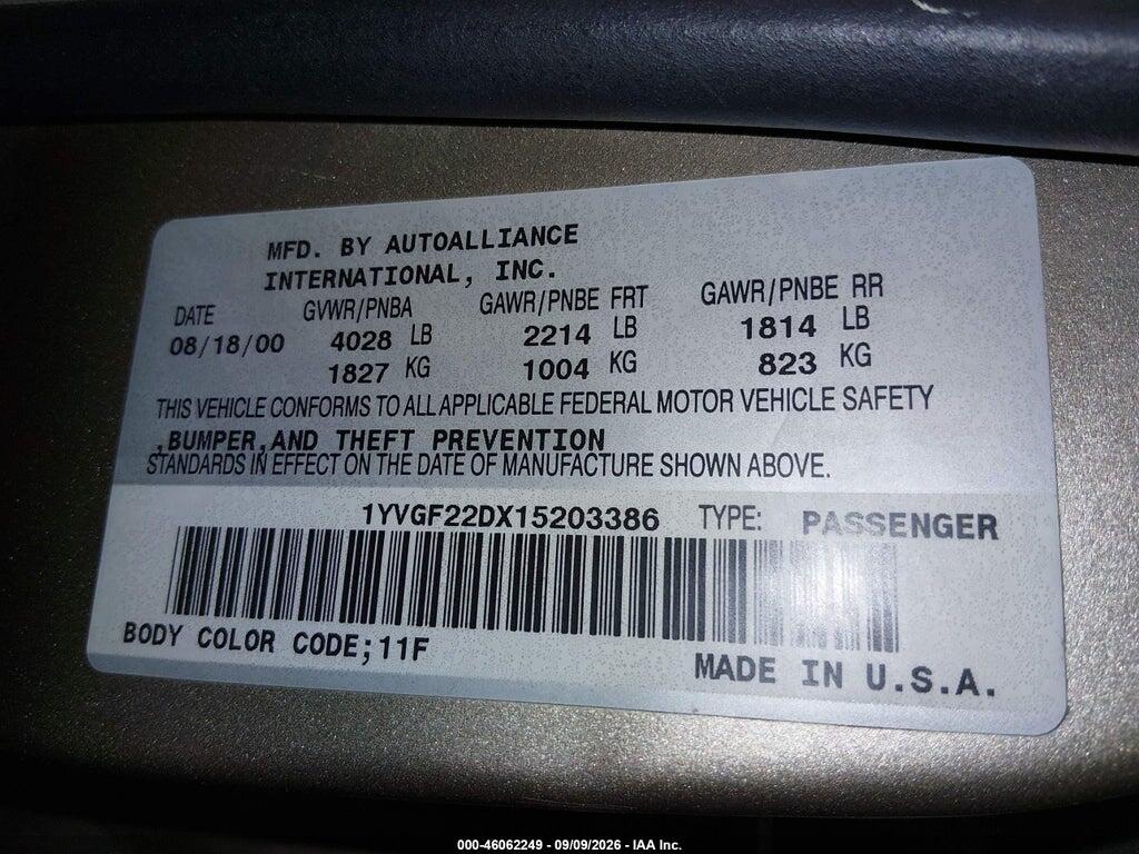 1YVGF22DX15203386 2001 MAZDA 626 photo no. 9