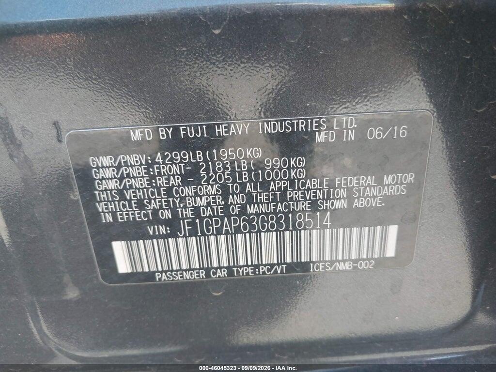 JF1GPAP63G8318514 2016 SUBARU IMPREZA photo no. 9
