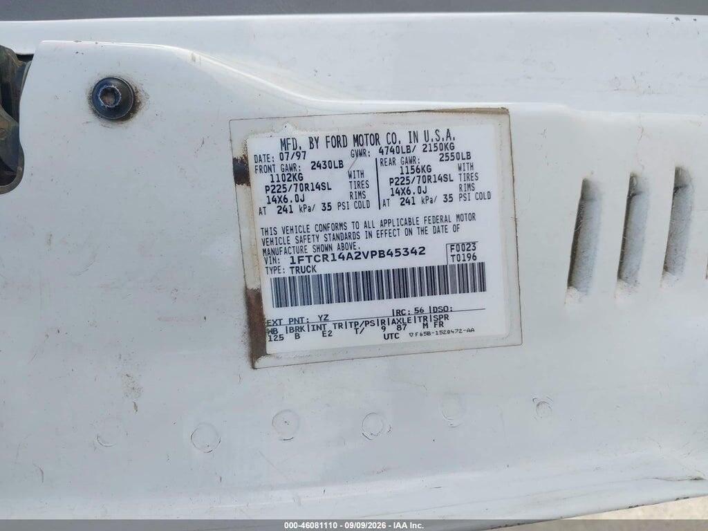 1FTCR14A2VPB45342 1997 FORD RANGER photo no. 9
