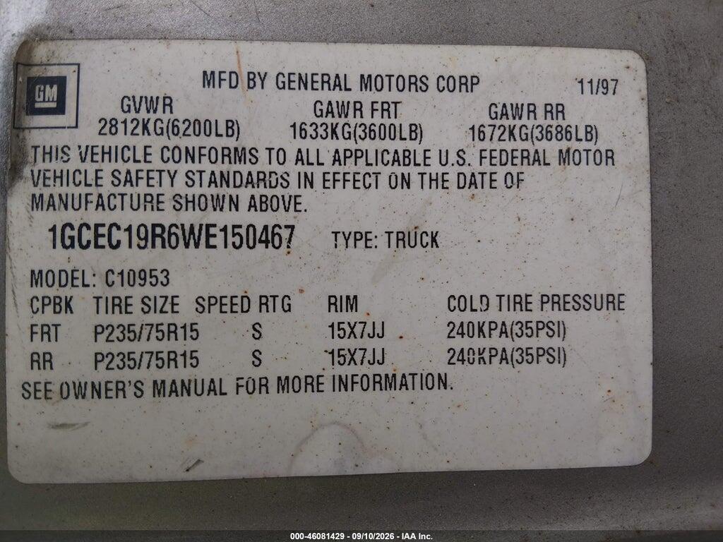 1GCEC19R6WE150467 1998 CHEVROLET C1500 photo no. 8