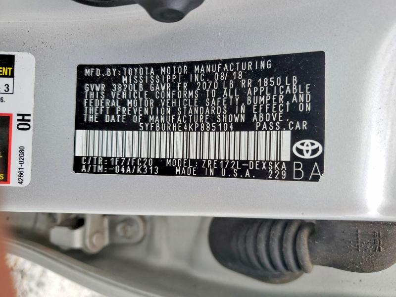 2019 TOYOTA COROLLA SE — Фото 12 из 12