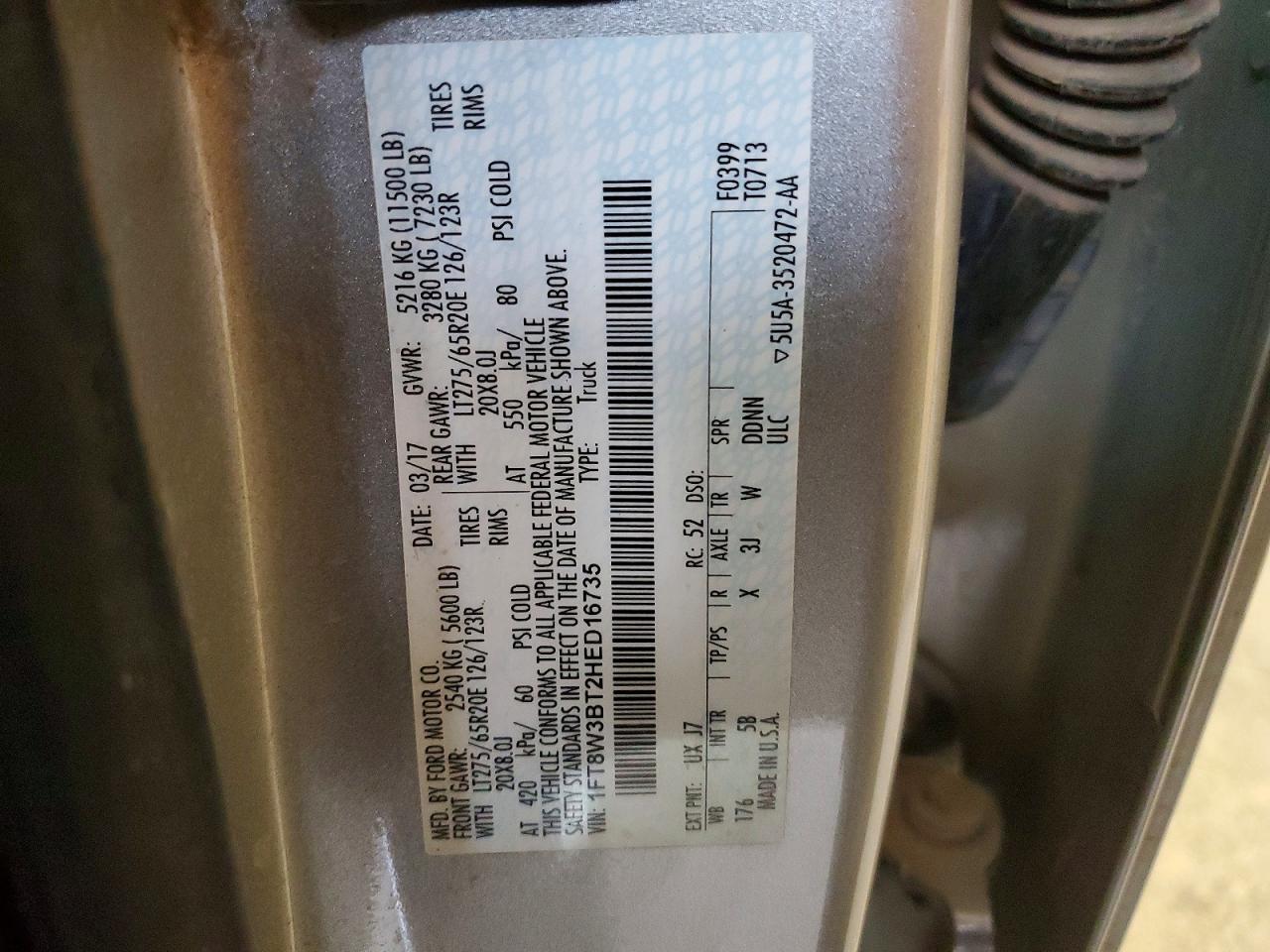 1FT8W3BT2HED16735 2017 FORD F350 photo no. 12