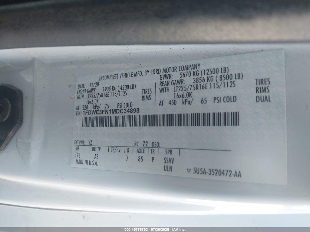 1FDWE3FN1MDC34898 2021 FORD E-350 CUTAWAY photo no. 8