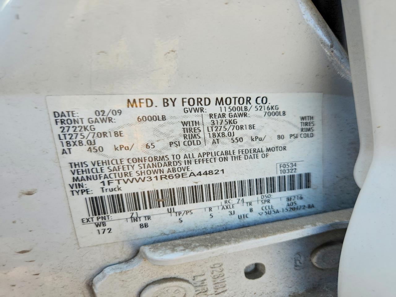 1FTWW31R69EA44821 2009 FORD F350 photo no. 12
