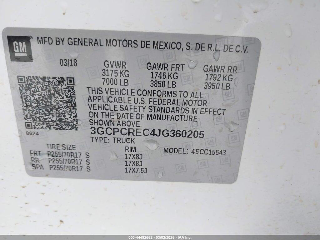 3GCPCREC4JG360205 2018 CHEVROLET SILVERADO 1500 photo no. 9