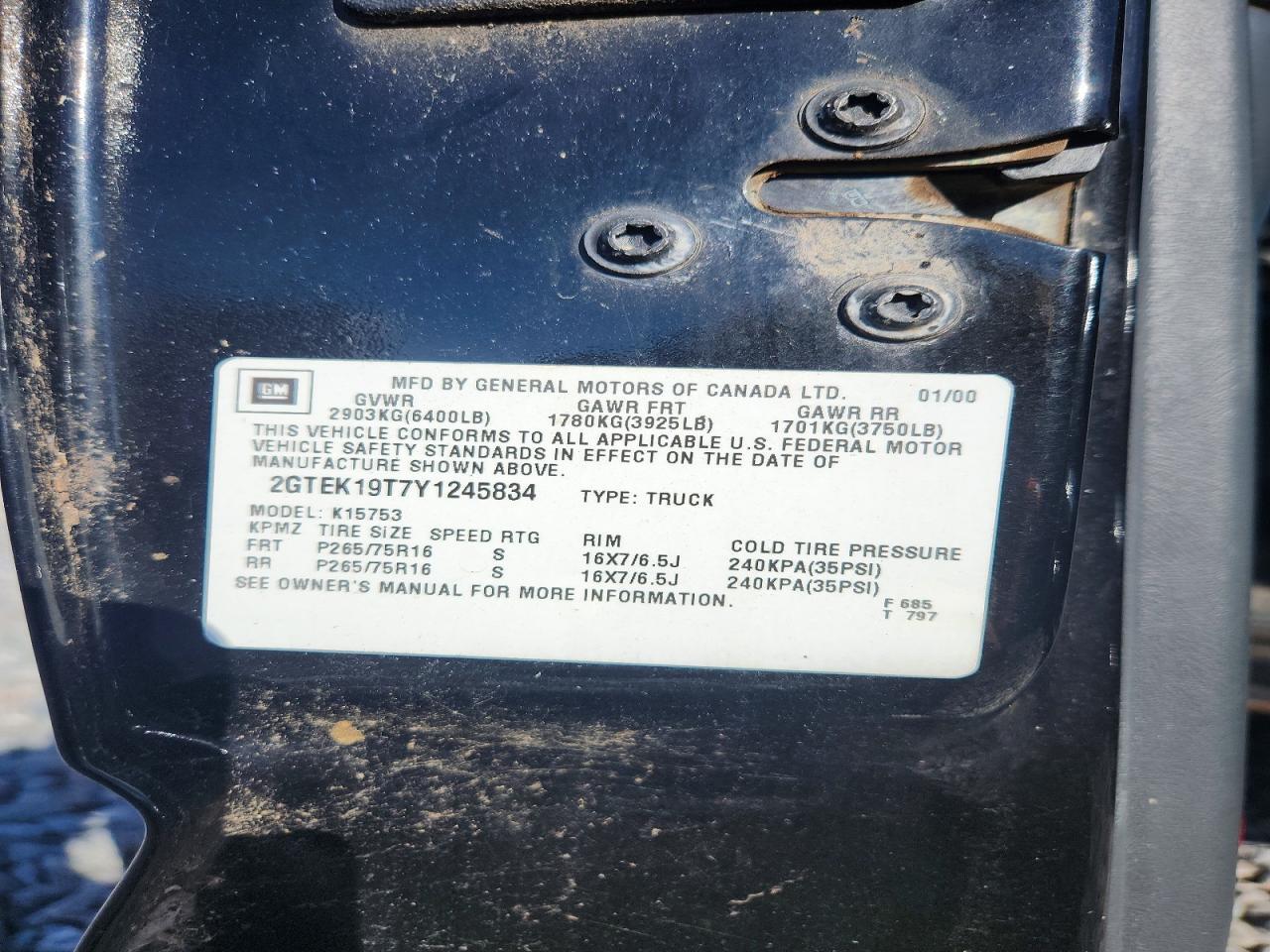 2GTEK19T7Y1245834 2000 GMC NEW SIERRA photo no. 12