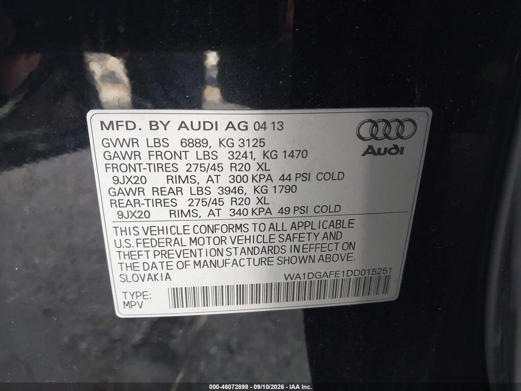 WA1DGAFE1DD015251 2013 AUDI Q7 photo no. 9
