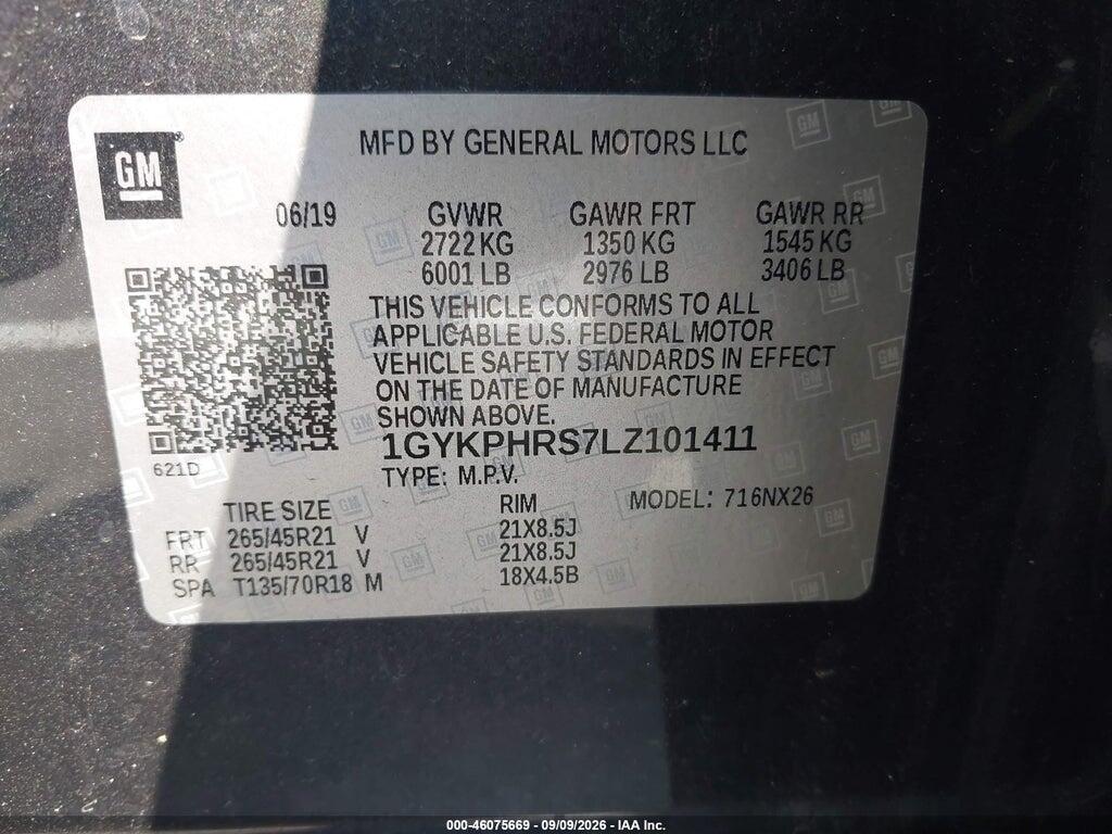 1GYKPHRS7LZ101411 2020 CADILLAC XT6 photo no. 9