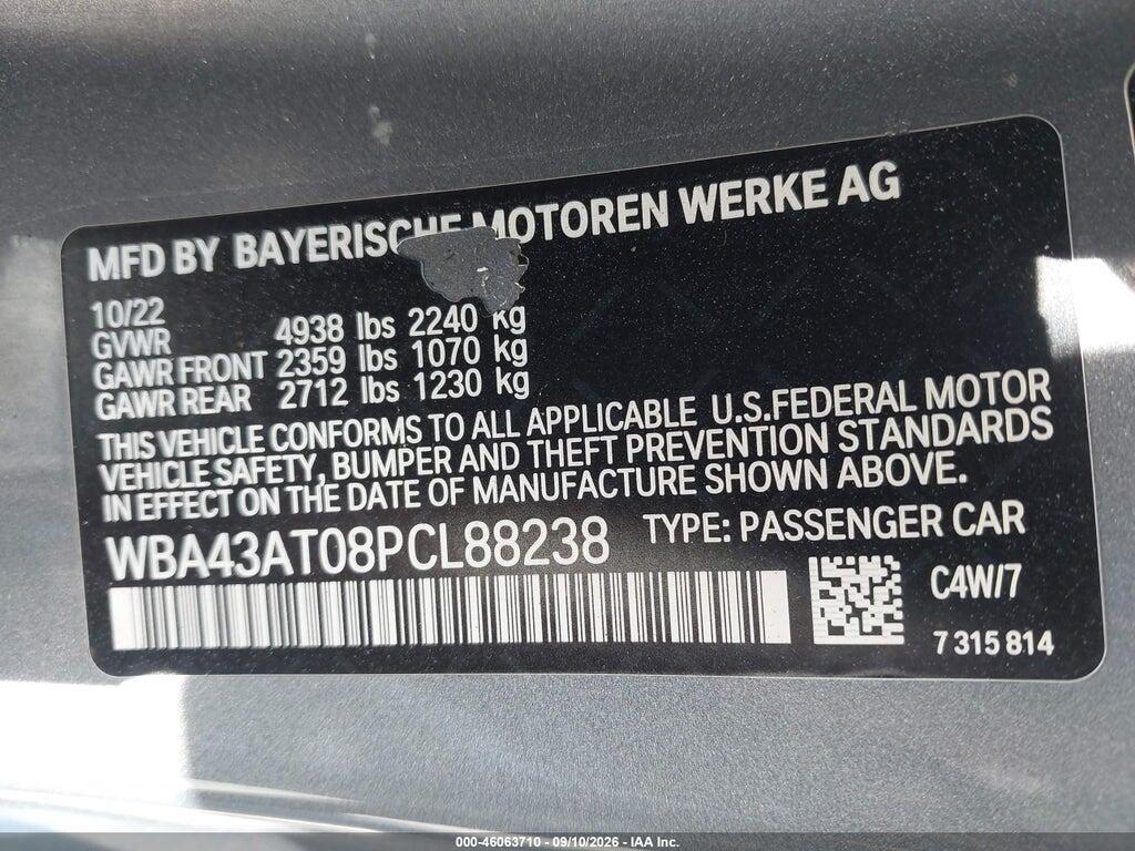 WBA43AT08PCL88238 2023 BMW 430I photo no. 9