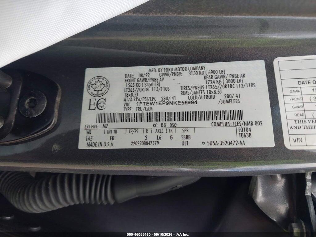 1FTEW1EP9NKE56994 2022 FORD F-150 photo no. 9