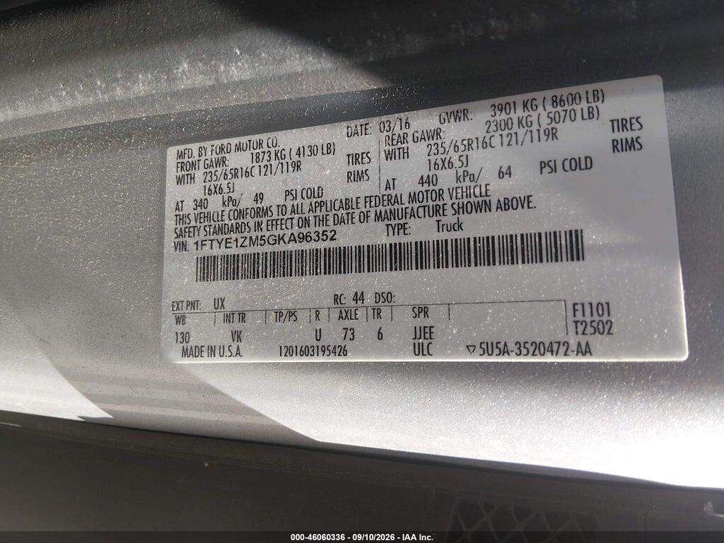 1FTYE1ZM5GKA96352 2016 FORD TRANSIT-150 photo no. 9