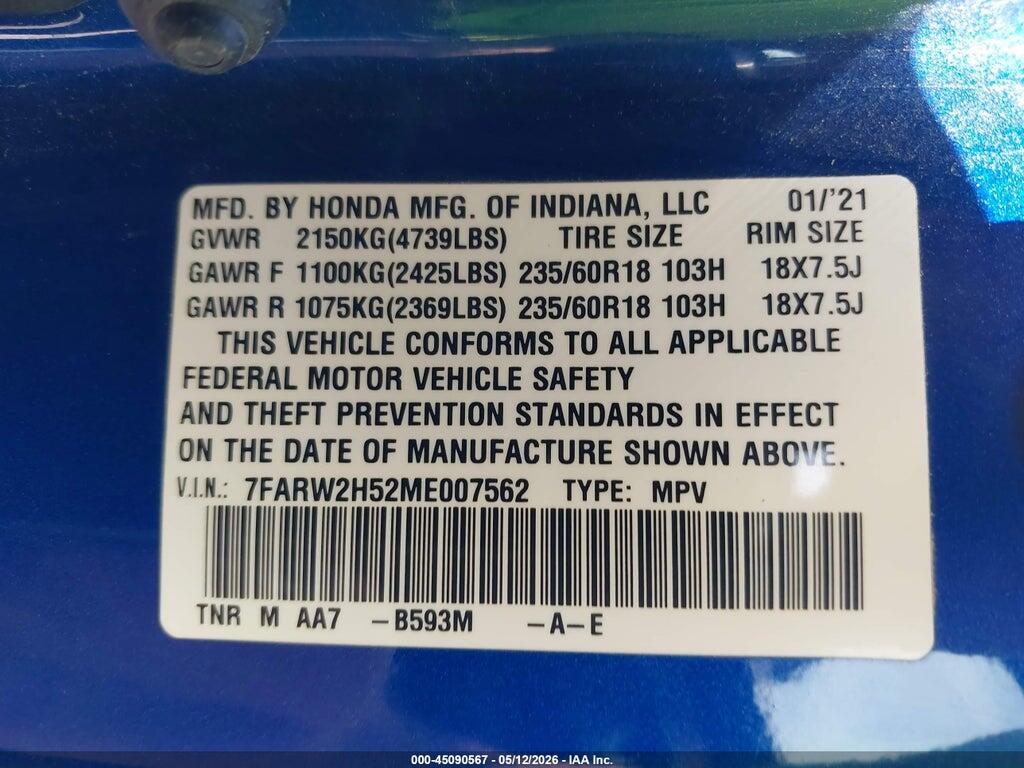 7FARW2H52ME007562 2021 HONDA CR-V photo no. 9