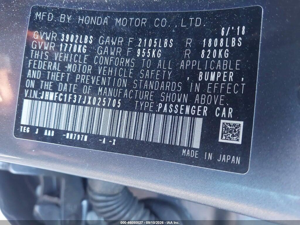 JHMFC1F37JX025705 2018 HONDA CIVIC photo no. 9