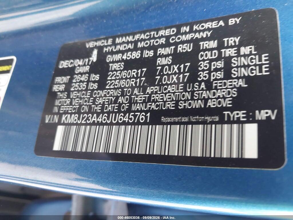 KM8J23A46JU645761 2018 HYUNDAI TUCSON photo no. 9