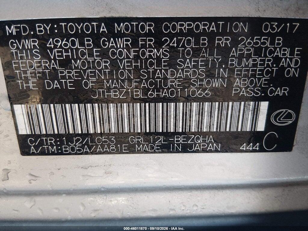 JTHBZ1BL6HA011066 2017 LEXUS GS 350 photo no. 9