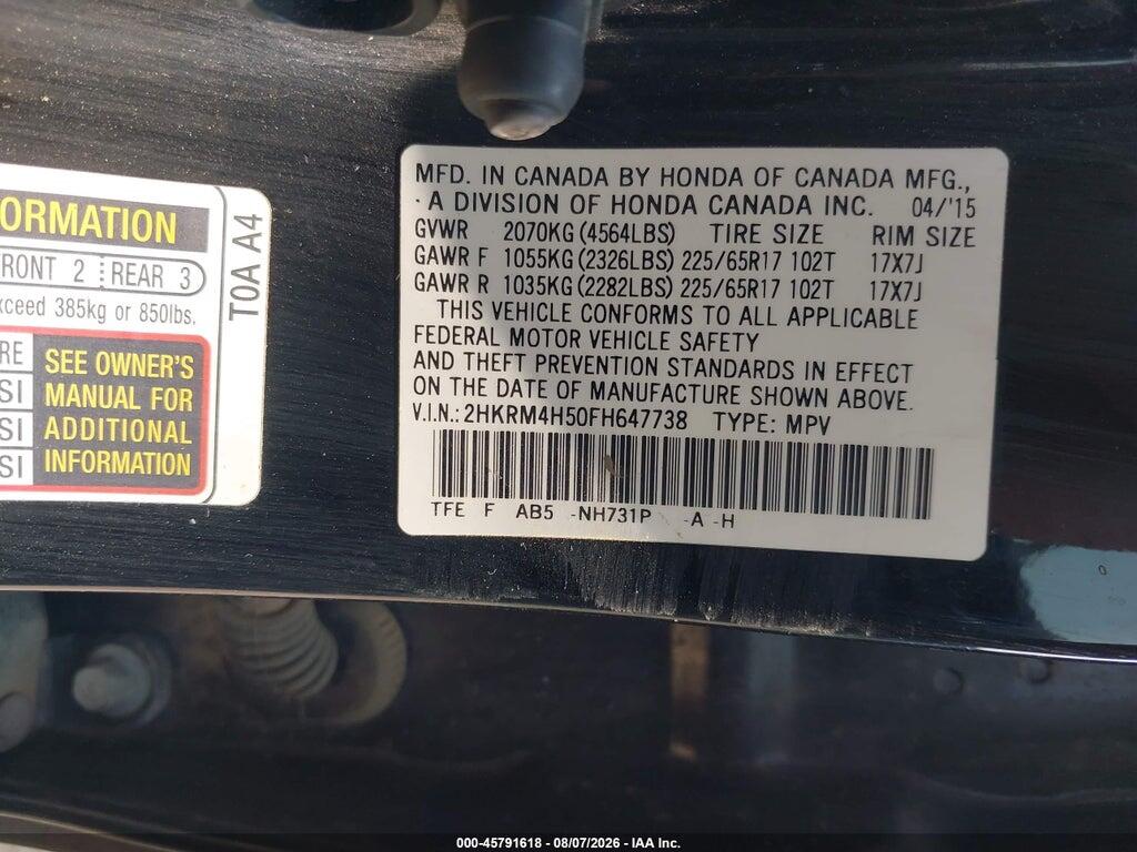 2HKRM4H50FH647738 2015 HONDA CR-V photo no. 9