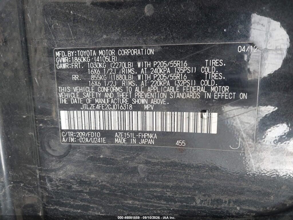 JTLZE4FE2CJ016318 2012 SCION XB photo no. 9