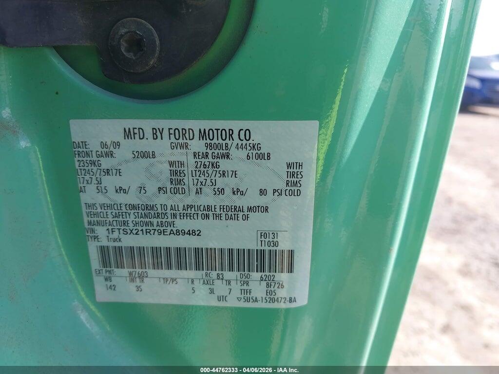 1FTSX21R79EA89482 2009 FORD F-250 photo no. 9