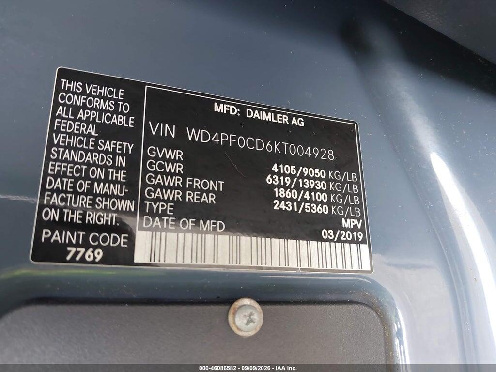 WD4PF0CD6KT004928 2019 MERCEDES-BENZ SPRINTER 2500 photo no. 9