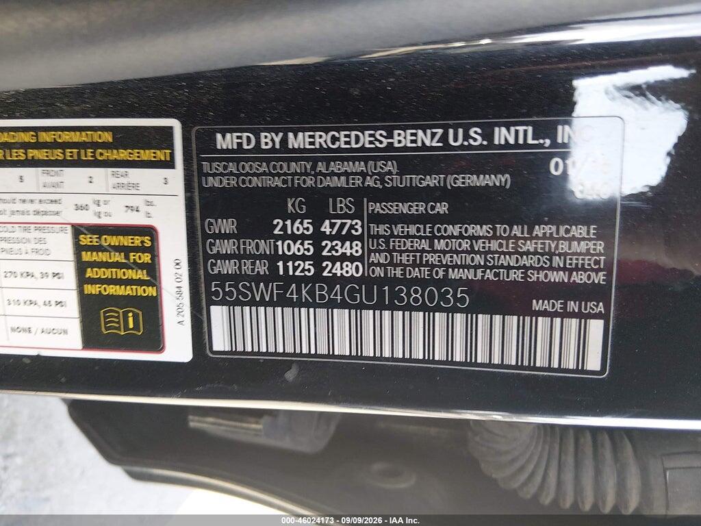 55SWF4KB4GU138035 2016 MERCEDES-BENZ C 300 photo no. 9