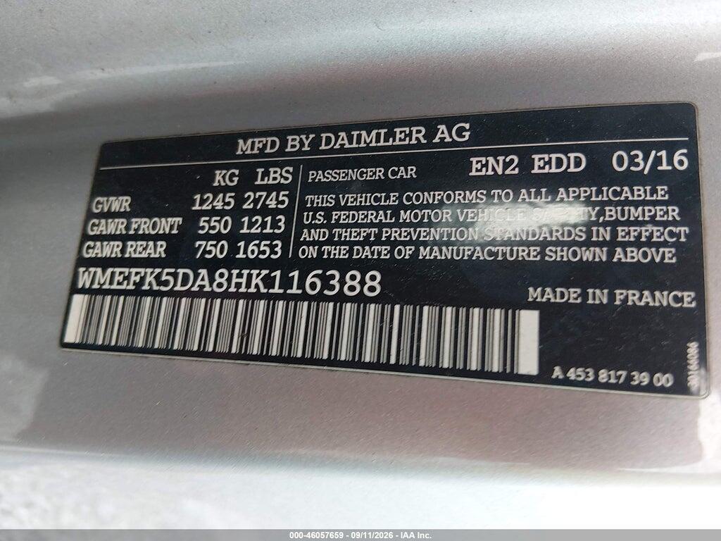 WMEFK5DA8HK116388 2017 SMART FORTWO photo no. 9