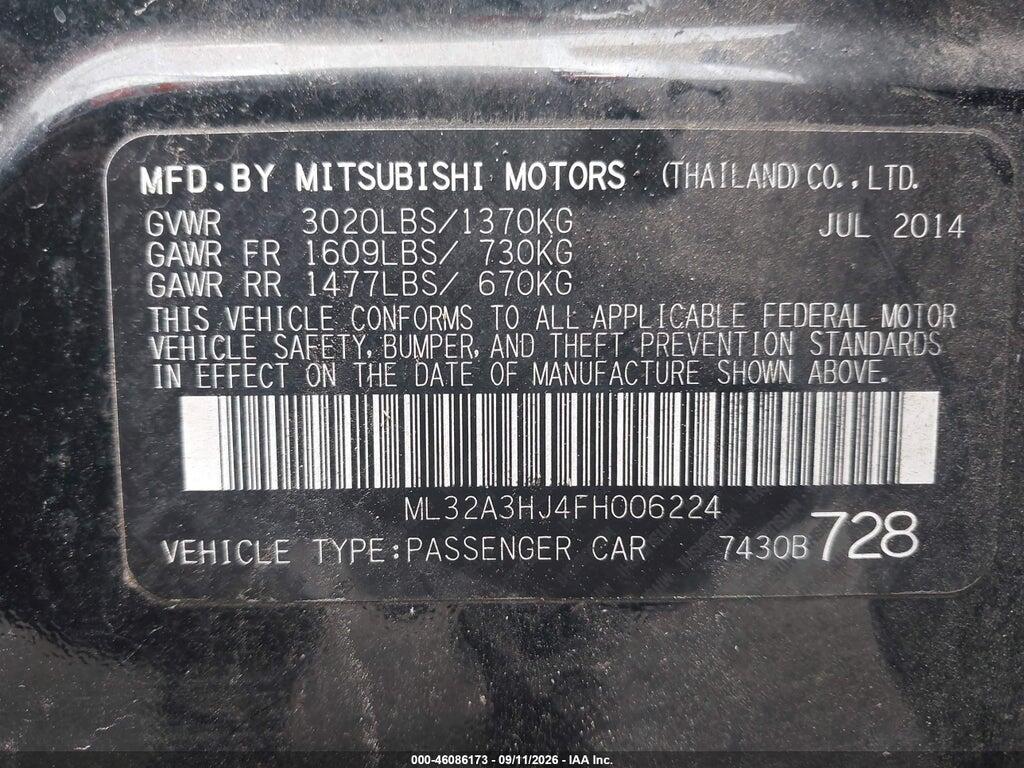 ML32A3HJ4FH006224 2015 MITSUBISHI MIRAGE photo no. 9