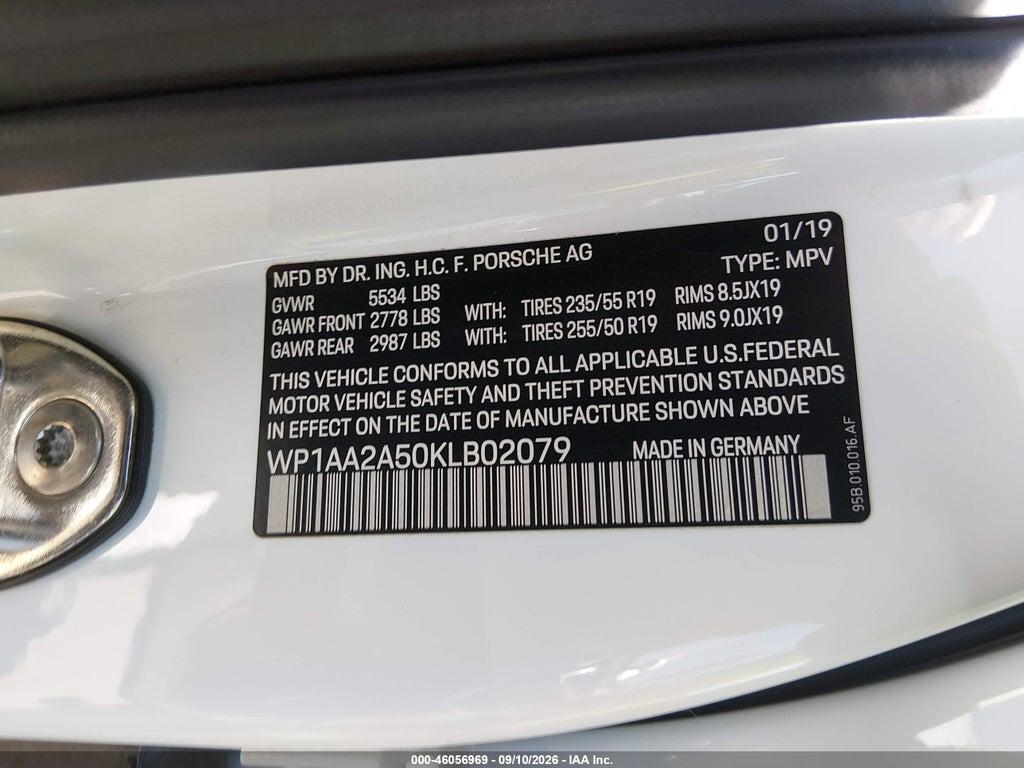 WP1AA2A50KLB02079 2019 PORSCHE MACAN photo no. 9