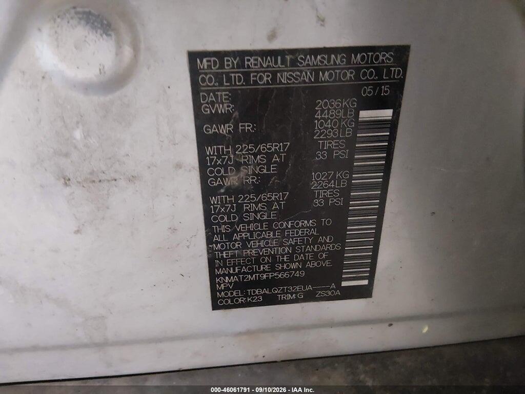 KNMAT2MT9FP566749 2015 NISSAN ROGUE photo no. 9