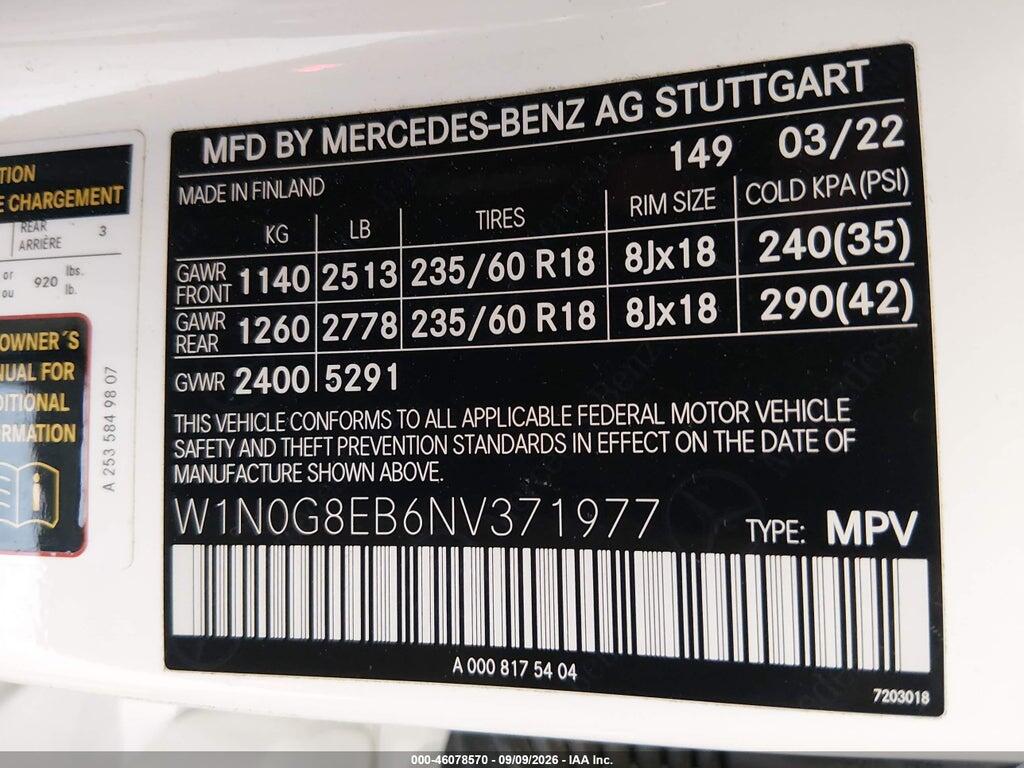 W1N0G8EB6NV371977 2022 MERCEDES-BENZ GLC 300 photo no. 9