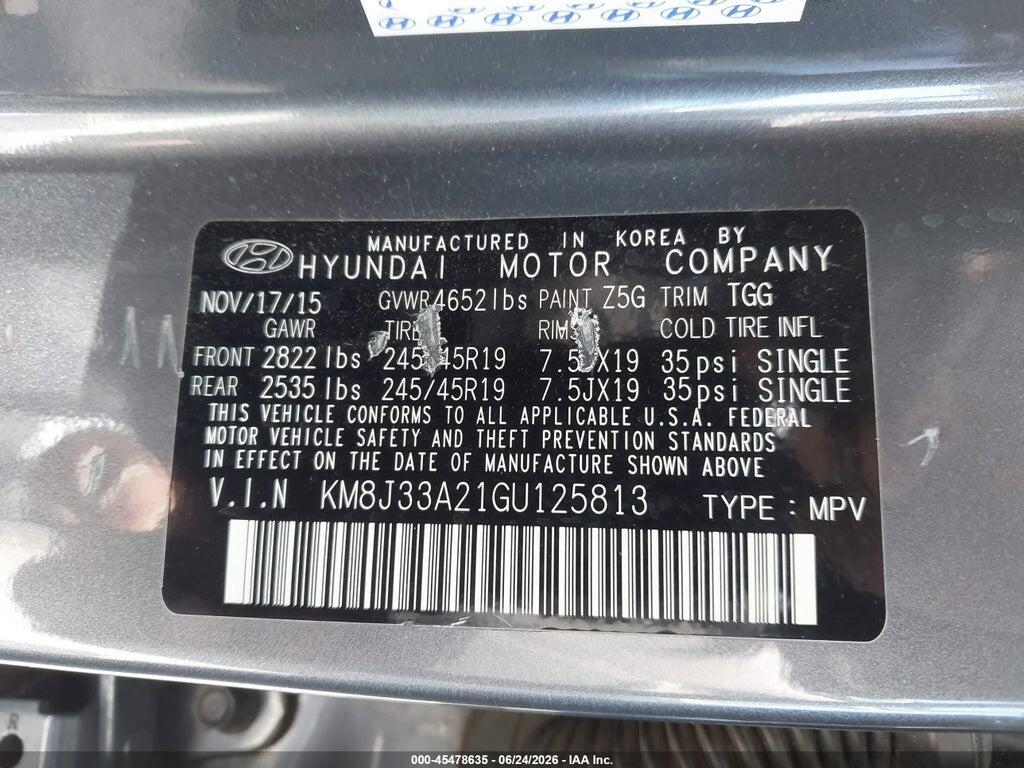 KM8J33A21GU125813 2016 HYUNDAI TUCSON photo no. 9