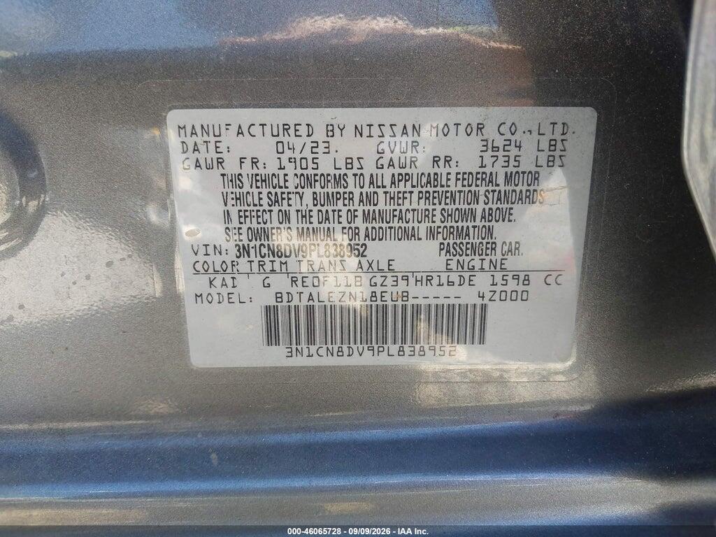 3N1CN8DV9PL838952 2023 NISSAN VERSA photo no. 9