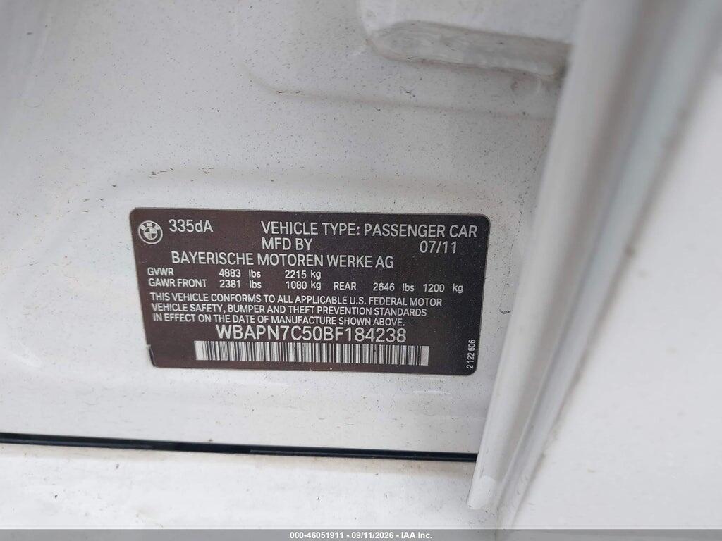 WBAPN7C50BF184238 2011 BMW 335D photo no. 9