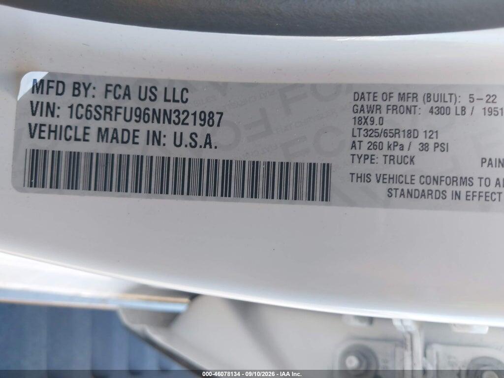 1C6SRFU96NN321987 2022 RAM 1500 photo no. 9