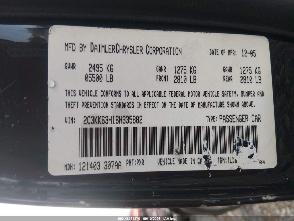 2C3KK63H16H335882 2006 CHRYSLER 300C photo no. 9
