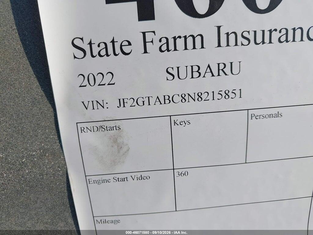JF2GTABC8N8215851 2022 SUBARU CROSSTREK photo no. 9