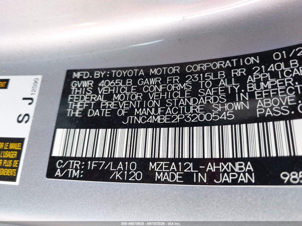 JTNC4MBE2P3200545 2023 TOYOTA COROLLA photo no. 9