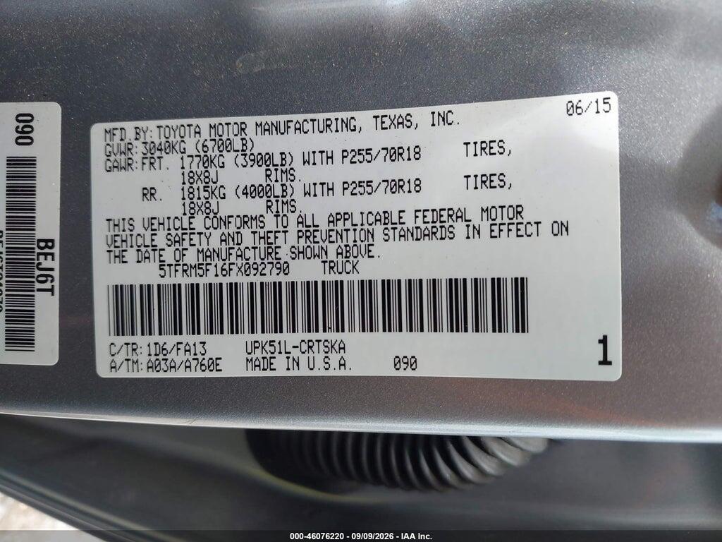 5TFRM5F16FX092790 2015 TOYOTA TUNDRA photo no. 9