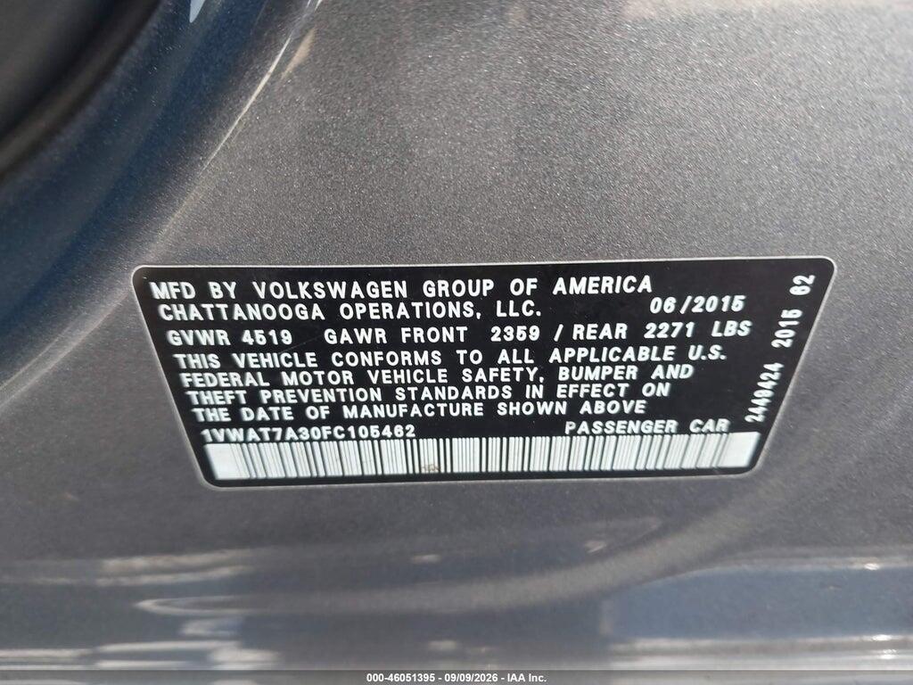 1VWAT7A30FC105462 2015 VOLKSWAGEN PASSAT photo no. 9