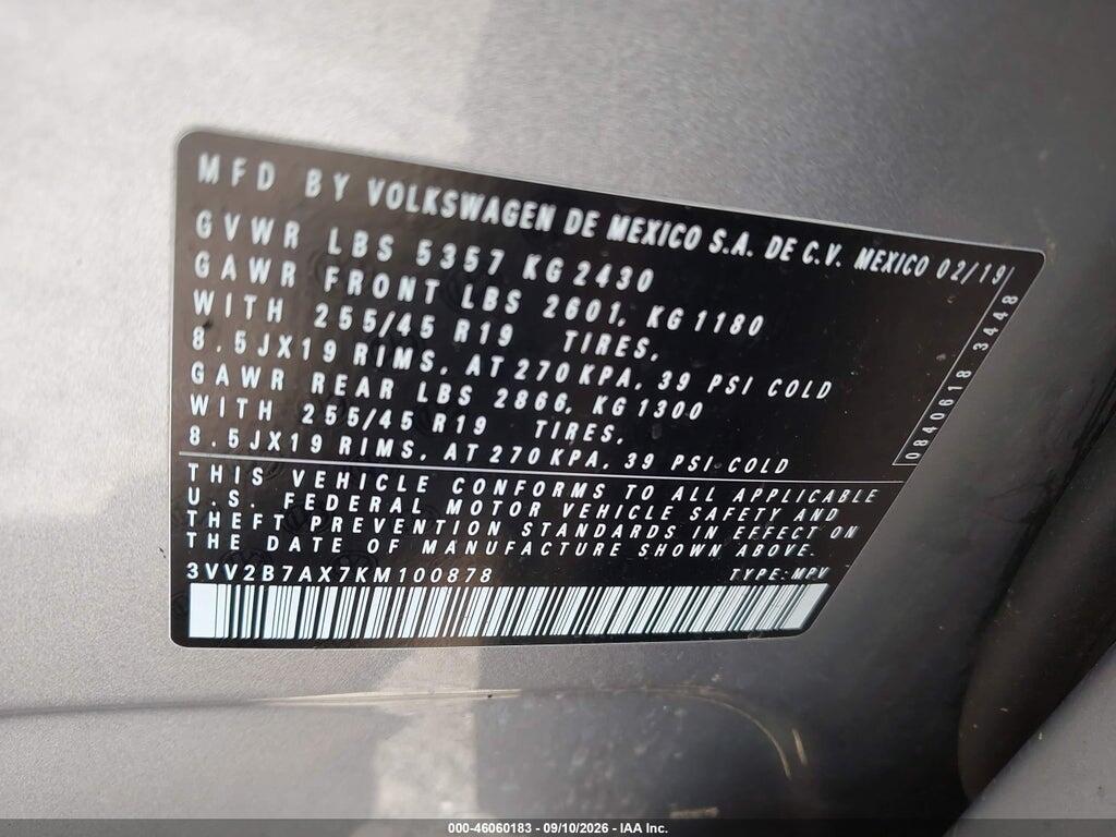 3VV2B7AX7KM100878 2019 VOLKSWAGEN TIGUAN photo no. 9