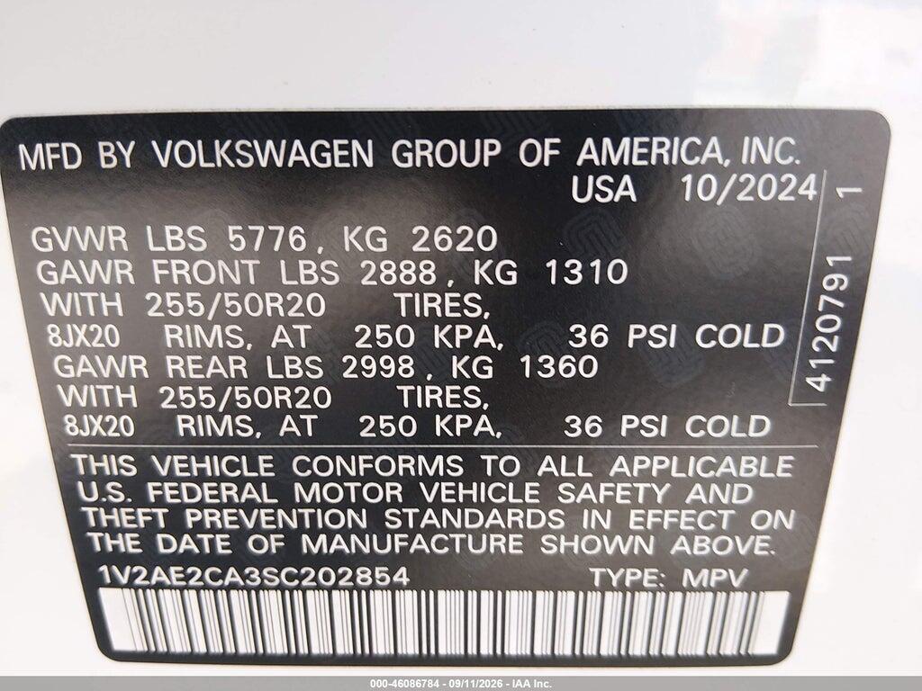 1V2AE2CA3SC202854 2025 VOLKSWAGEN ATLAS CROSS SPORT photo no. 9