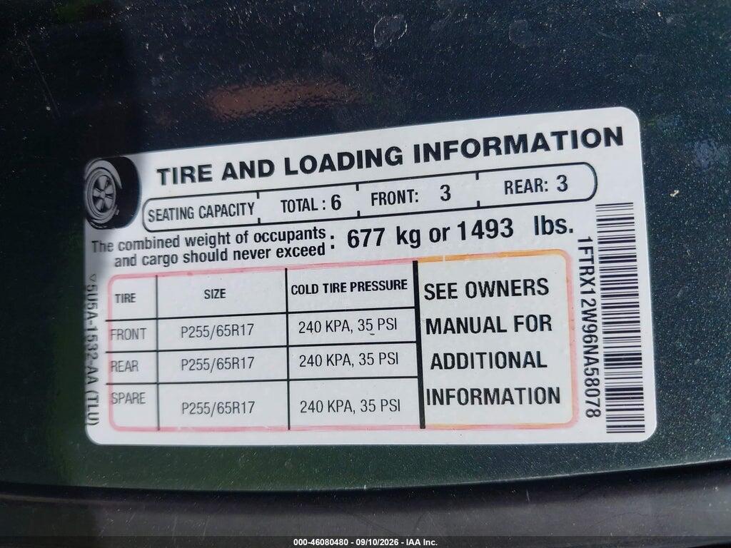 1FTRX12W96NA58078 2006 FORD F150 photo no. 9