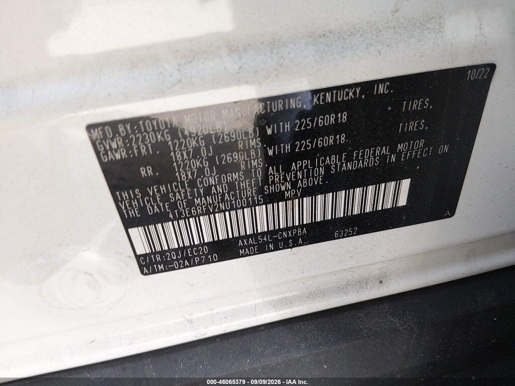 4T3E6RFV2NU100115 2022 TOYOTA RAV4 HYBRID photo no. 8
