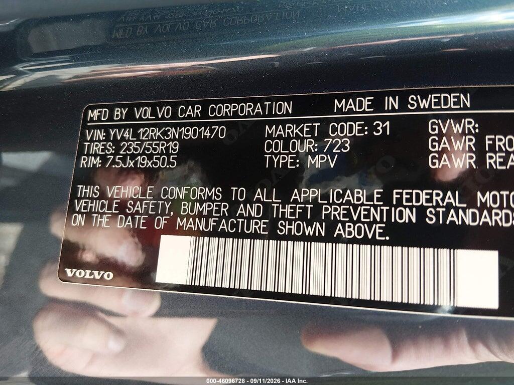 YV4L12RK3N1901470 2022 VOLVO XC60 photo no. 9