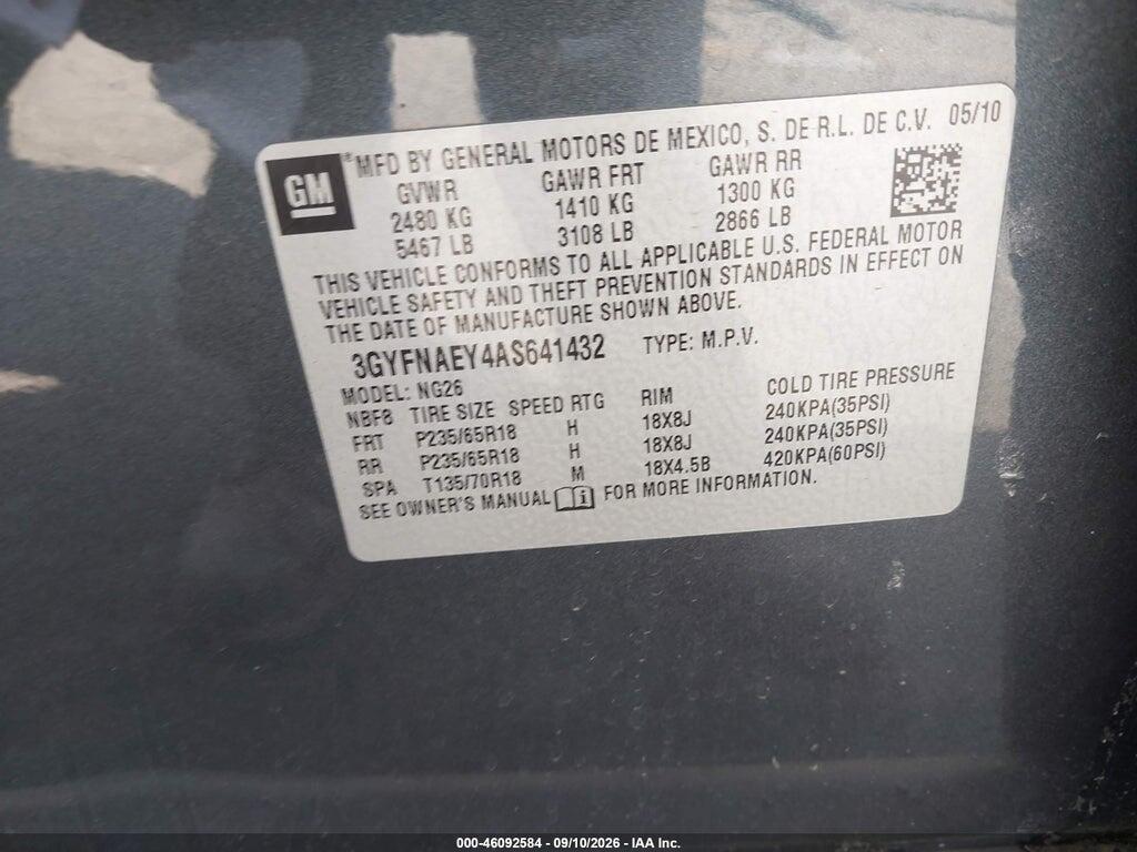 3GYFNAEY4AS641432 2010 CADILLAC SRX photo no. 9