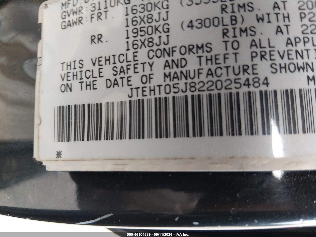 JTEHT05J822025484 2002 TOYOTA LAND CRUISER photo no. 9