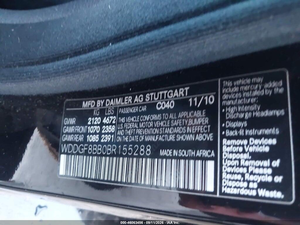 WDDGF8BB0BR155288 2011 MERCEDES-BENZ C 300 photo no. 9