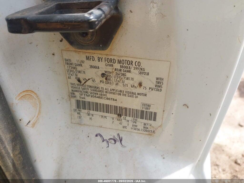 1FTNF20548EC86784 2008 FORD F-250 photo no. 9